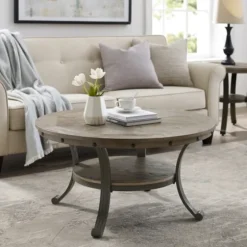 Ash Round Nailhead Coffee Table-Kirkland's Home Store