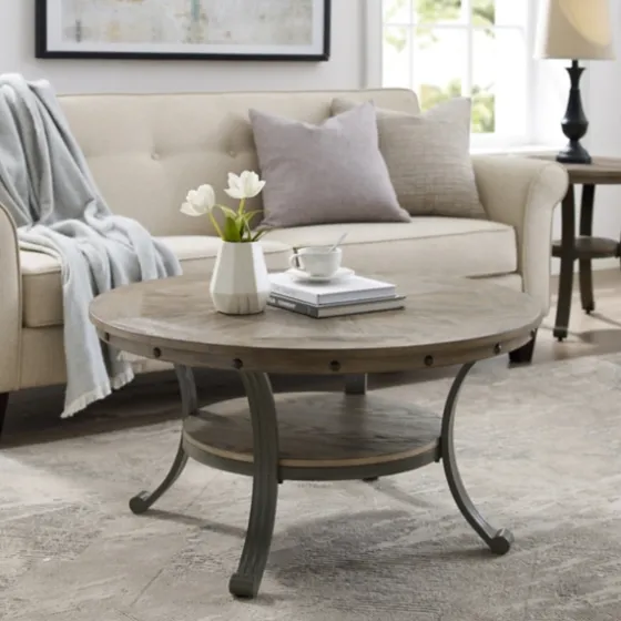 Ash Round Nailhead Coffee Table-Kirkland's Home Store