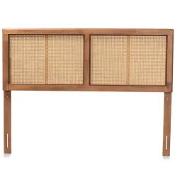 Ash Walnut Wood Rattan Frame King Headboard-Kirkland's Home Clearance