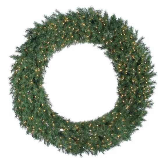 Aspen Spruce Warm White Pre-Lit Wreath, 60 In.-Kirkland's Home New