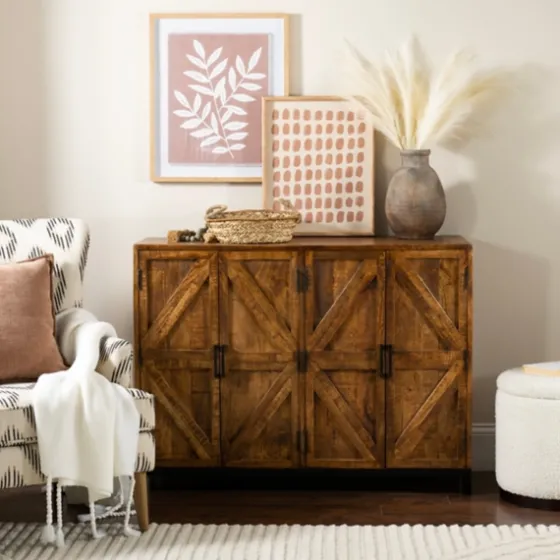 Austin Warm Wood Farmhouse Cabinet-Kirkland's Home Fashion