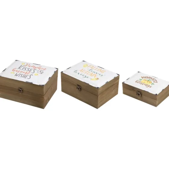 Autumn Boxes With Metal Covers, Set Of 3-Kirkland's Home Discount