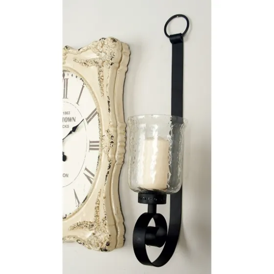 Axel Black Iron Scroll Sconce-Kirkland's Home Outlet