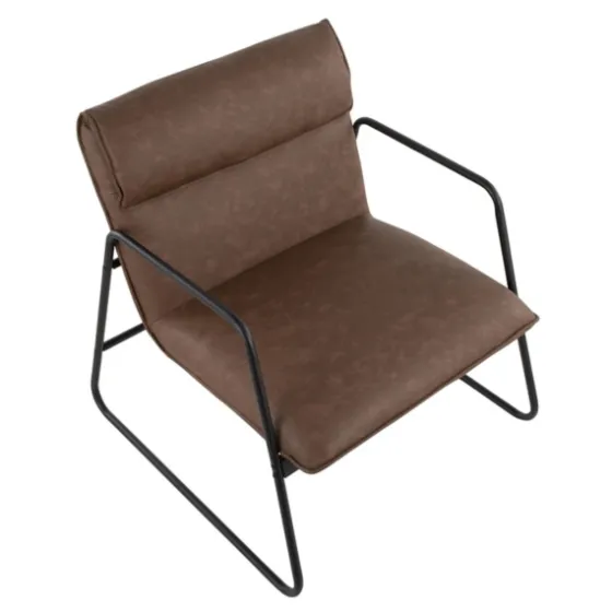 Axel Espresso Leather Industrial Accent Chair-Kirkland's Home Outlet