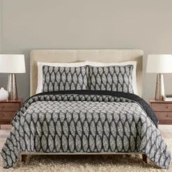 Ayesha Curry Black And White Leaf Queen Quilt Set-Kirkland's Home Hot