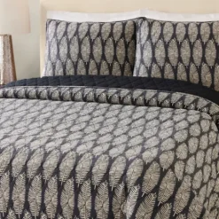 Ayesha Curry Black And White Leaf Queen Quilt Set-Kirkland's Home Hot