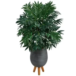 Bamboo Palm With Gray Planter Stand, 3 Ft.-Kirkland's Home Online