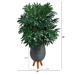 Bamboo Palm With Gray Planter Stand, 3 Ft.-Kirkland's Home Online