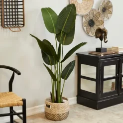 Banana Tree In Ribbed Rock Planter-Kirkland's Home Shop