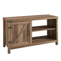 Barn Door Rustic Oak Tv Stand With Open Shelves-Kirkland's Home Best Sale