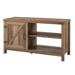 Barn Door Rustic Oak Tv Stand With Open Shelves-Kirkland's Home Best Sale