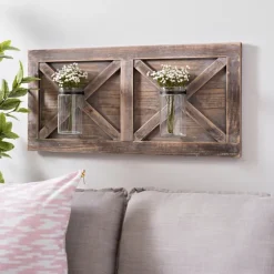 Barn Door Wall Plaque With Glass Vases-Kirkland's Home Online