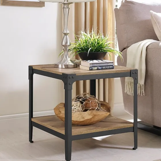 Barnwood Angle Iron Accent Tables, Set Of 2-Kirkland's Home Hot