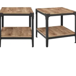 Barnwood Angle Iron Accent Tables, Set Of 2-Kirkland's Home Hot