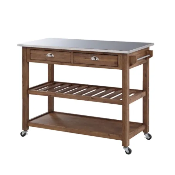 Barnwood Sonoma Stainless Steel Top Kitchen Cart-Kirkland's Home Best