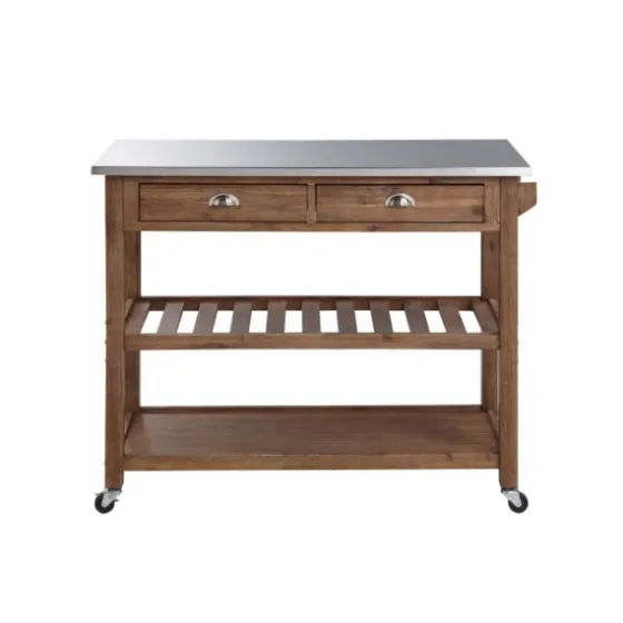 Barnwood Sonoma Stainless Steel Top Kitchen Cart-Kirkland's Home Best