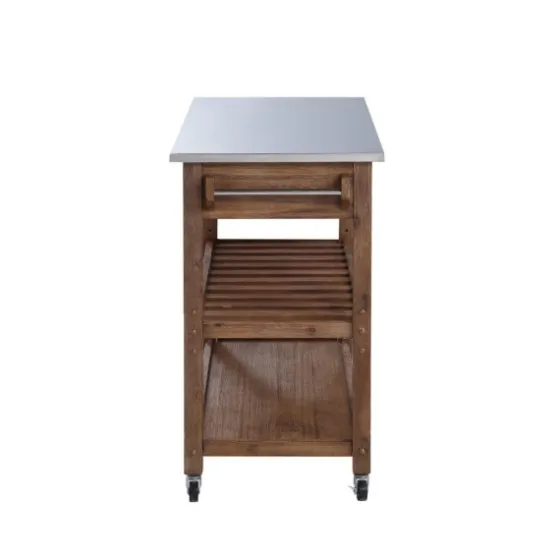 Barnwood Sonoma Stainless Steel Top Kitchen Cart-Kirkland's Home Best