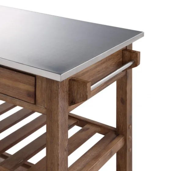 Barnwood Sonoma Stainless Steel Top Kitchen Cart-Kirkland's Home Best