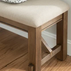Basketweave Upholstered Wood Bench-Kirkland's Home Cheap