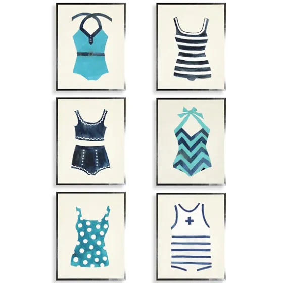 Bathing Suits I Framed Art Prints, Set Of 6-Kirkland's Home New