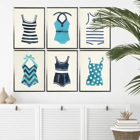Bathing Suits I Framed Art Prints, Set Of 6-Kirkland's Home New