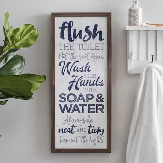 Bathroom Rules Typography Wall Plaque-Kirkland's Home Cheap