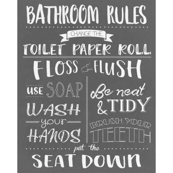 Bathroom Rules Wrapped Canvas Art Print-Kirkland's Home Outlet