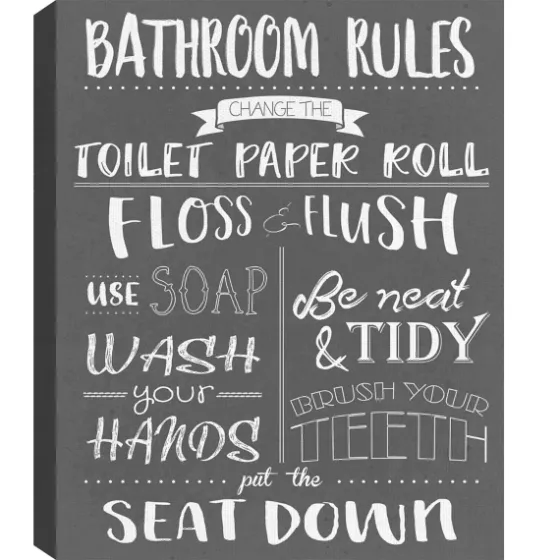 Bathroom Rules Wrapped Canvas Art Print-Kirkland's Home Outlet