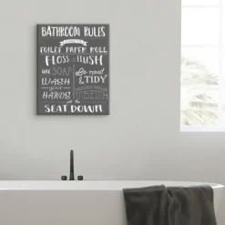 Bathroom Rules Wrapped Canvas Art Print-Kirkland's Home Outlet