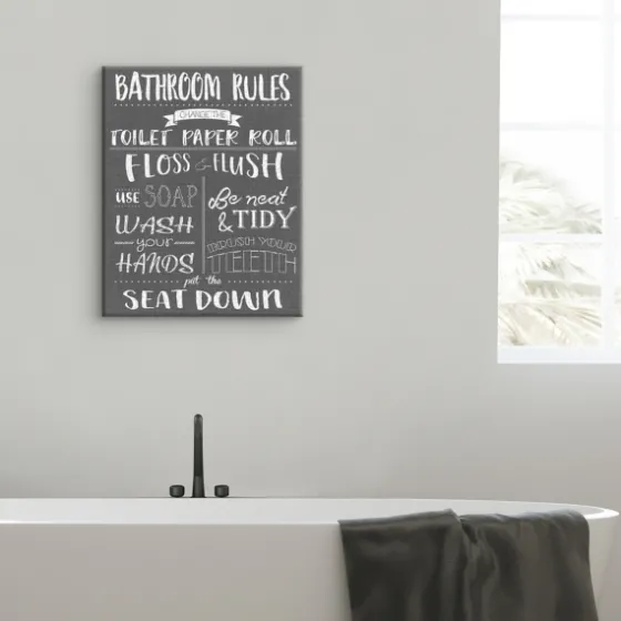 Bathroom Rules Wrapped Canvas Art Print-Kirkland's Home Outlet