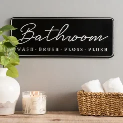 Bathroom Wash Brush Floss Flush Wall Plaque-Kirkland's Home Fashion