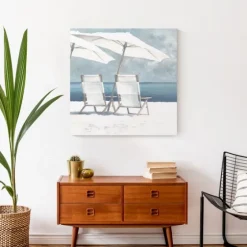 Beach Chairs And Umbrella Coastal Canvas Art Print-Kirkland's Home Cheap