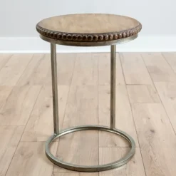 Beaded Round Wood C-Table-Kirkland's Home Shop