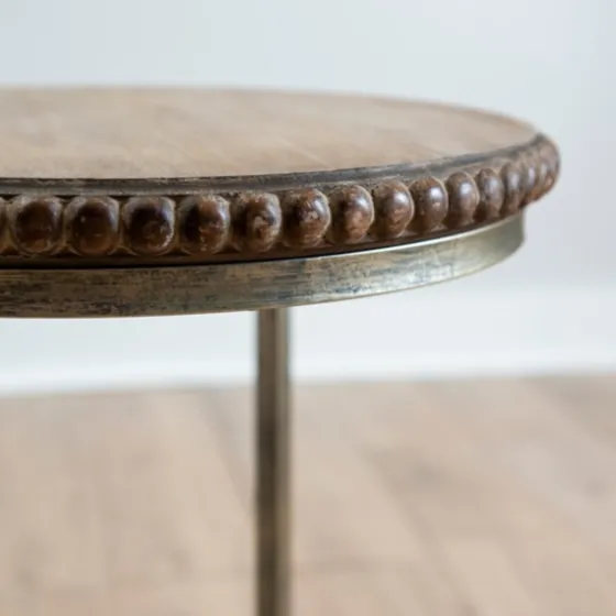 Beaded Round Wood C-Table-Kirkland's Home Shop