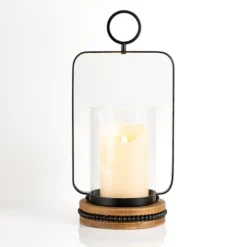Beaded Trim Wood And Metal Hurricane-Kirkland's Home Outlet