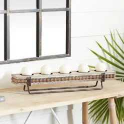 Beaded Wood And Metal Base Candle Holder-Kirkland's Home Best