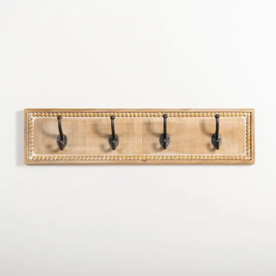 Beaded Wood Plaque Metal Wall Hooks-Kirkland's Home Best Sale