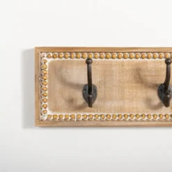 Beaded Wood Plaque Metal Wall Hooks-Kirkland's Home Best Sale