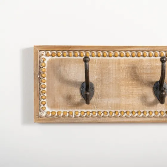 Beaded Wood Plaque Metal Wall Hooks-Kirkland's Home Best Sale