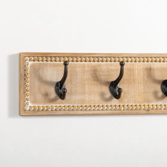 Beaded Wood Plaque Metal Wall Hooks-Kirkland's Home Best Sale
