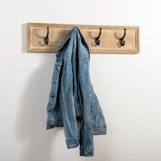 Beaded Wood Plaque Metal Wall Hooks-Kirkland's Home Best Sale
