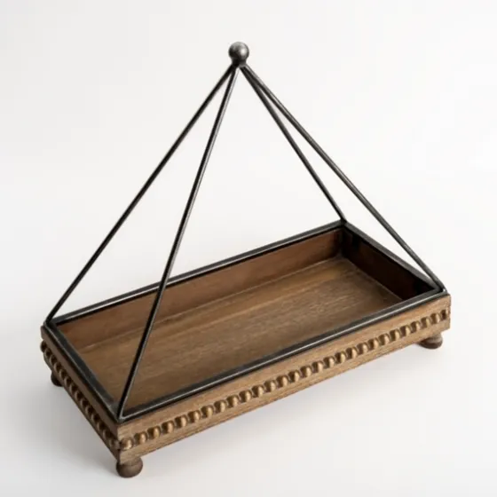 Beaded Wood Tray With Metal Handle-Kirkland's Home Outlet