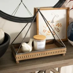 Beaded Wood Tray With Metal Handle-Kirkland's Home Outlet