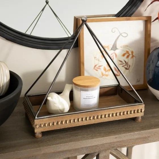 Beaded Wood Tray With Metal Handle-Kirkland's Home Outlet