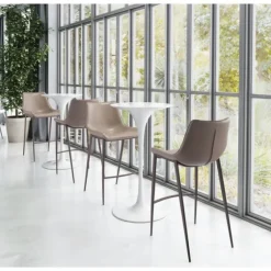 Beige & Brown Faux Leather 2-Pc. Bar Stool Set-Kirkland's Home Flash Sale