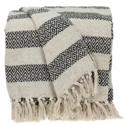 Beige And Black Diamond Stripe Throw-Kirkland's Home Cheap
