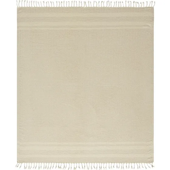 Beige And White Stripes Cotton Throw-Kirkland's Home Best Sale