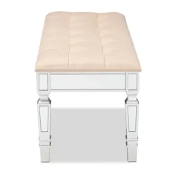 Beige Button Tufted Bench With Mirrored Base-Kirkland's Home Cheap