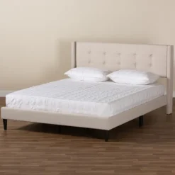 Beige Button Tufted Headboard Full Platform Bed-Kirkland's Home Best