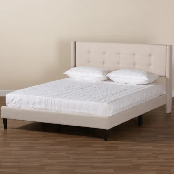 Beige Button Tufted Headboard Full Platform Bed-Kirkland's Home Best